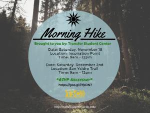 Join the TSC for a morning Hike Dec 9th form 9am-12pm