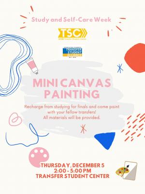 Recharge from studying for finals and come paint with your fellow transfers! All materials will be provided.