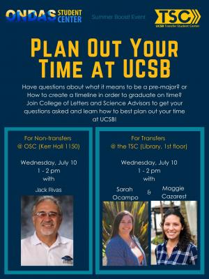 Have questions about what it means to be a pre-major? or How to create a timeline in order to graduate on time? Join College of Letters and Science Advisors to get your questions asked and learn how to best plan out your time at UCSB!