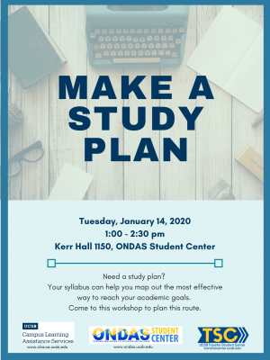 Need a study plan?  Your syllabus can help you map out the most effective way to reach your academic goals.  Come to this workshop to plan this route.