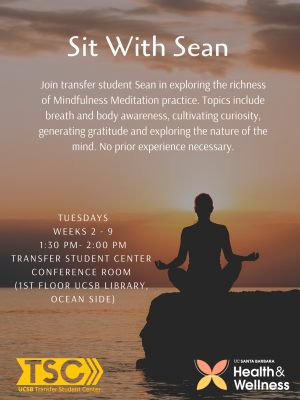Join transfer student Sean in exploring the richness of Mindfulness Meditation practice. Topics include breath and body awareness, cultivating curiosity, generating gratitude and exploring the nature of the mind. No prior experience necessary.